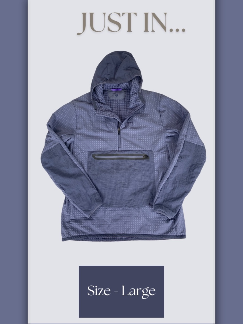 lululemon Water Repellant Fleece 1/2 Zip Anorak Peri Purple L Hiking Gorpcore